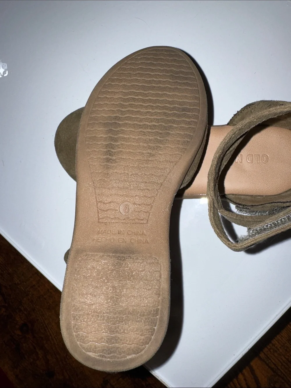 Old Navy Olive Suede Crisscross Ankle Strap Flats